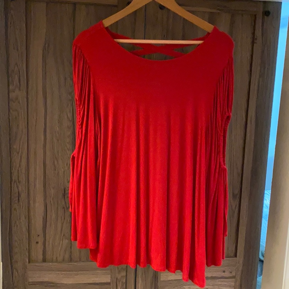 Super Flirty Red Top Lattice Back & Arm Cutout